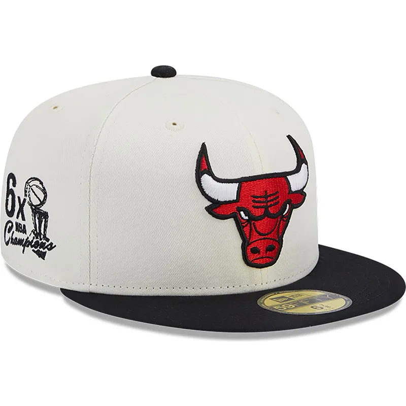 new-era-chicago-bulls-nba-59fifty-championships-vit-och-svart-justerbar-flat-keps