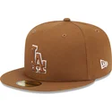 petten-plat-bruin-fitted-59fifty-team-outline-van-los-angeles-dodgers-mlb-van-new-era