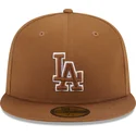 petten-plat-bruin-fitted-59fifty-team-outline-van-los-angeles-dodgers-mlb-van-new-era