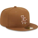 petten-plat-bruin-fitted-59fifty-team-outline-van-los-angeles-dodgers-mlb-van-new-era