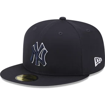 Casquette plate bleue marine ajustée 59FIFTY Team Outline New York Yankees MLB New Era