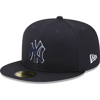 Gorra plana azul marino ajustada 59FIFTY Team Outline de New York Yankees MLB de New Era
