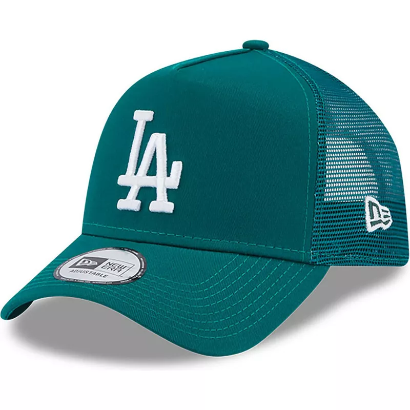 new-era-a-frame-league-essential-los-angeles-dodgers-mlb-green-trucker-hat