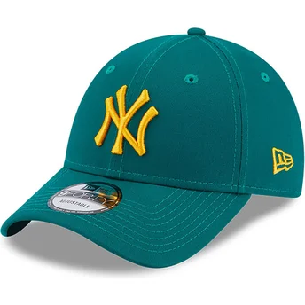 Gorra curva verde ajustable con logo amarillo 9FORTY League Essential de New York Yankees MLB de New Era