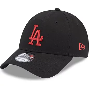 Gorra curva negra ajustable con logo rojo 9FORTY League Essential de Los Angeles Dodgers MLB de New Era