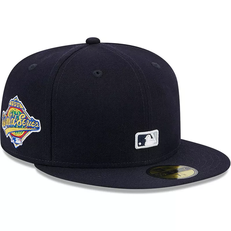 New Era Flat Brim 59FIFTY Reverse Logo New York Yankees MLB Navy Blue  Fitted Cap