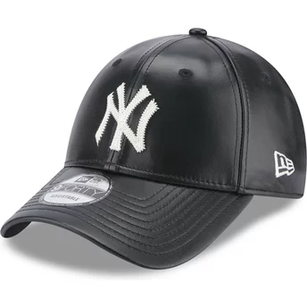 Gorra curva negra ajustable 9FORTY Leather de New York Yankees MLB de New Era