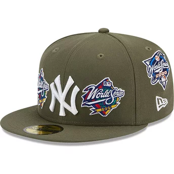 Gorra plana verde ajustada 59FIFTY World Series de New York Yankees MLB de New Era