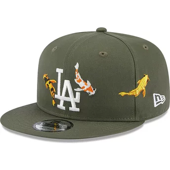 Gorra plana verde snapback 9FIFTY Koi Fish de Los Angeles Dodgers MLB de New Era