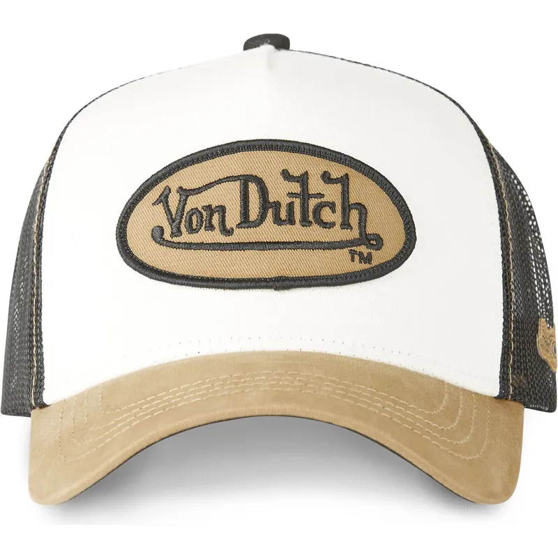 hvid-sort-og-brun-cla-trucker-kasket-fra-von-dutch