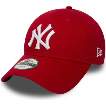 Cappellino visiera curva rosso regolabile per bambino 9FORTY Essential di New York Yankees MLB di New Era