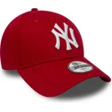 cappellino-visiera-curva-rosso-regolabile-per-bambino-9forty-essential-di-new-york-yankees-mlb-di-new-era