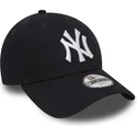 cappellino-visiera-curva-blu-marino-regolabile-per-bambino-9forty-essential-di-new-york-yankees-mlb-di-new-era