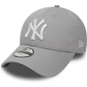 petten-gebogen-grijs-verstelbare-band-voor-kinderen-9forty-essential-van-new-york-yankees-mlb-van-new-era