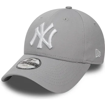 Petten gebogen grijs verstelbaar voor kinderen 9FORTY Essential van New York Yankees MLB van New Era