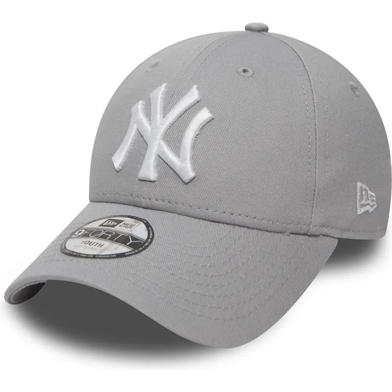 graue-gebogene-verstellbare-kappe-fur-kinder-9forty-essential-von-new-york-yankees-mlb-von-new-era