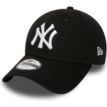 cappellino-visiera-curva-nero-con-logo-bianco-regolabile-per-bambino-9forty-essential-di-new-york-yankees-mlb-di-new-era