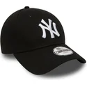 cappellino-visiera-curva-nero-con-logo-bianco-regolabile-per-bambino-9forty-essential-di-new-york-yankees-mlb-di-new-era