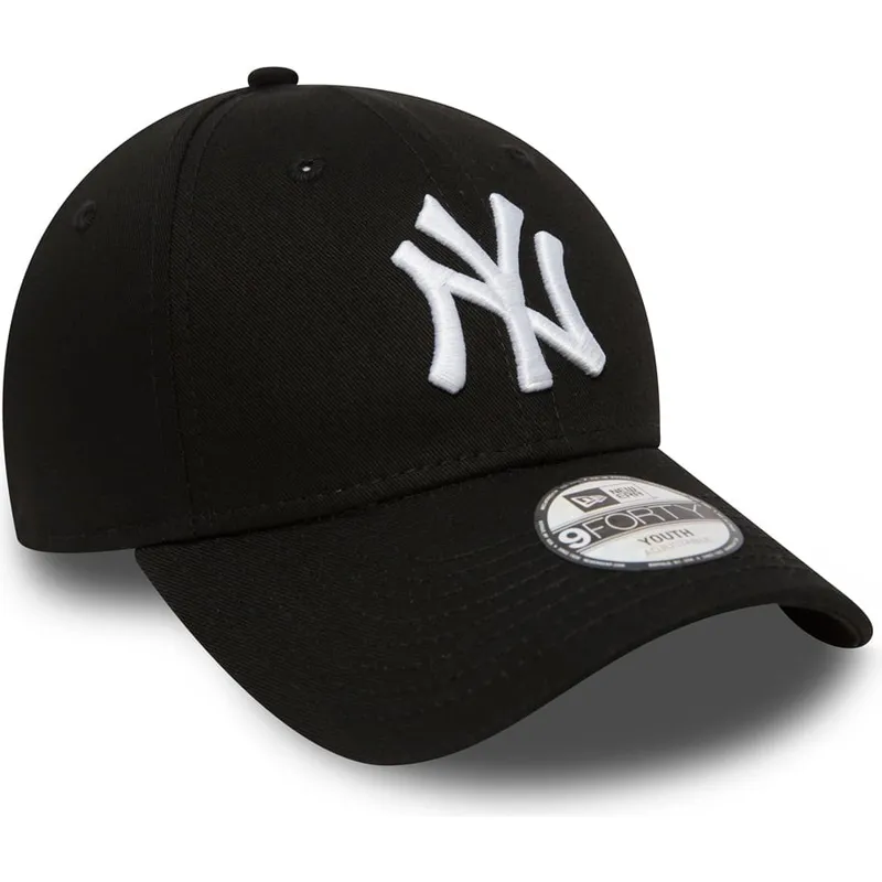 petten-gebogen-zwart-verstelbare-band-voor-kinderen-9forty-essential-van-new-york-yankees-mlb-van-new-era