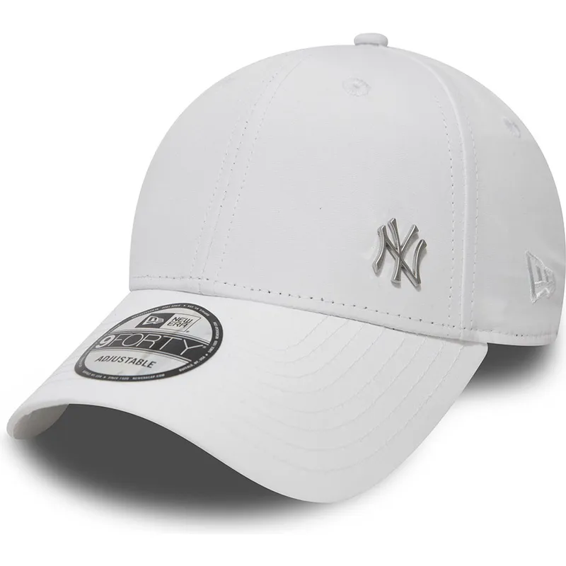 hvid-justerbar-kurvet-kasket-9forty-flawless-logo-fra-new-york-yankees-mlb-fra-new-era