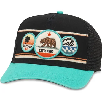 Casquette trucker noire et bleue snapback California Domino American Needle