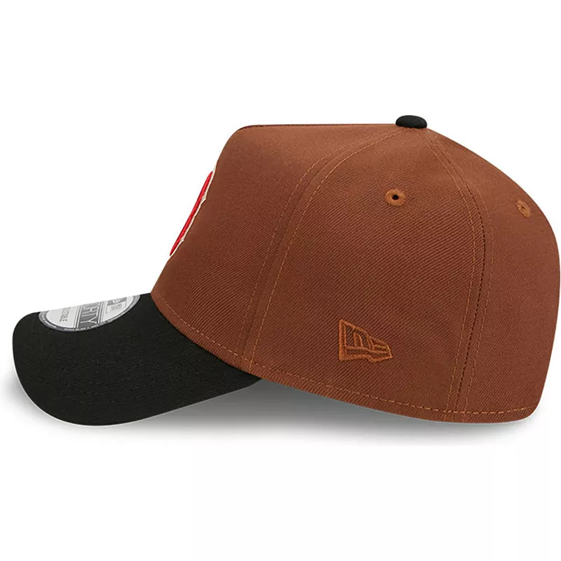 New Era Curved Brim 9FORTY A Frame Harvest Boston Red Sox Brown and Black Snapback Cap