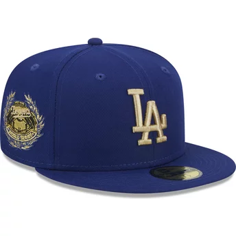 Gorra plana azul ajustada 59FIFTY Laurel Sidepatch de Los Angeles Dodgers MLB de New Era