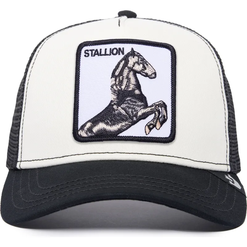 casquette-trucker-blanche-et-noire-cheval-stallion-the-farm-goorin-bros