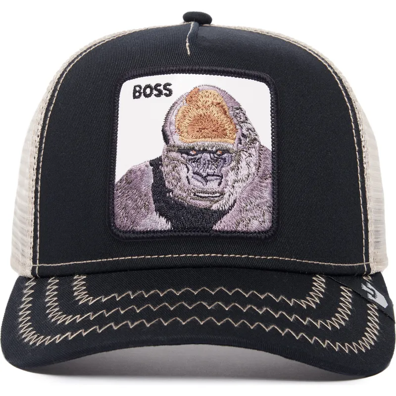 casquette-trucker-noire-et-blanche-gorille-the-boss-the-farm-goorin-bros