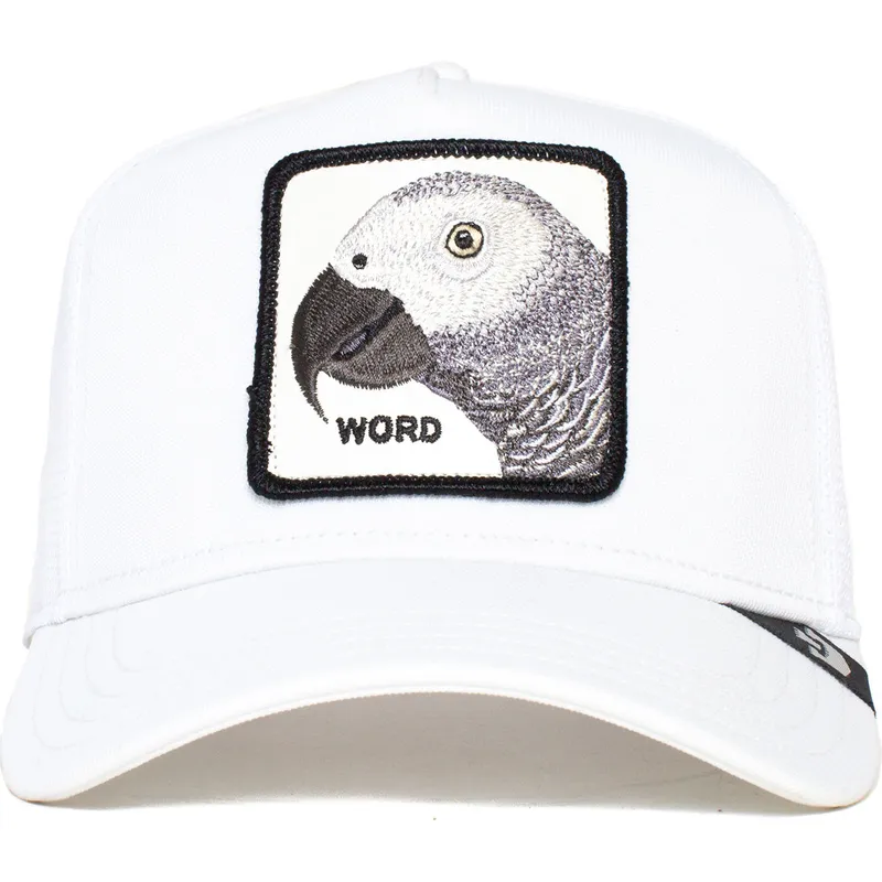 hvid-trucker-kasket-papegoje-platinum-word-the-farm-fra-goorin-bros