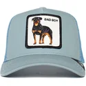 casquette-trucker-bleue-chien-rottweiler-bad-boy-truckin-the-farm-goorin-bros