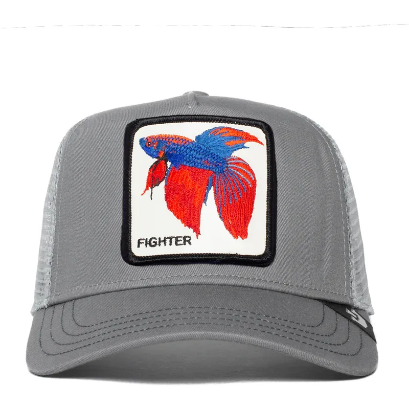 szara-czapka-trucker-z-walczaca-ryba-syjamska-fighter-alpha-betta-truckin-the-farm-od-goorin-bros
