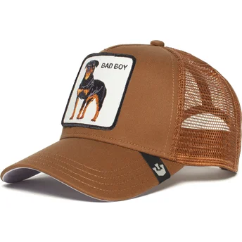 Casquette trucker marron chien rottweiler The Baddest Boy The Farm Goorin Bros.