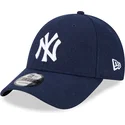 new-era-curved-brim-9forty-essential-melton-wool-new-york-yankees-mlb-navy-blue-adjustable-cap