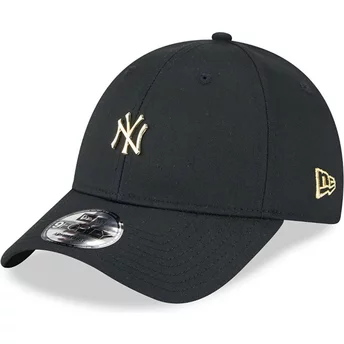 Gorra curva negra ajustable 9FORTY Pin de New York Yankees MLB de New Era