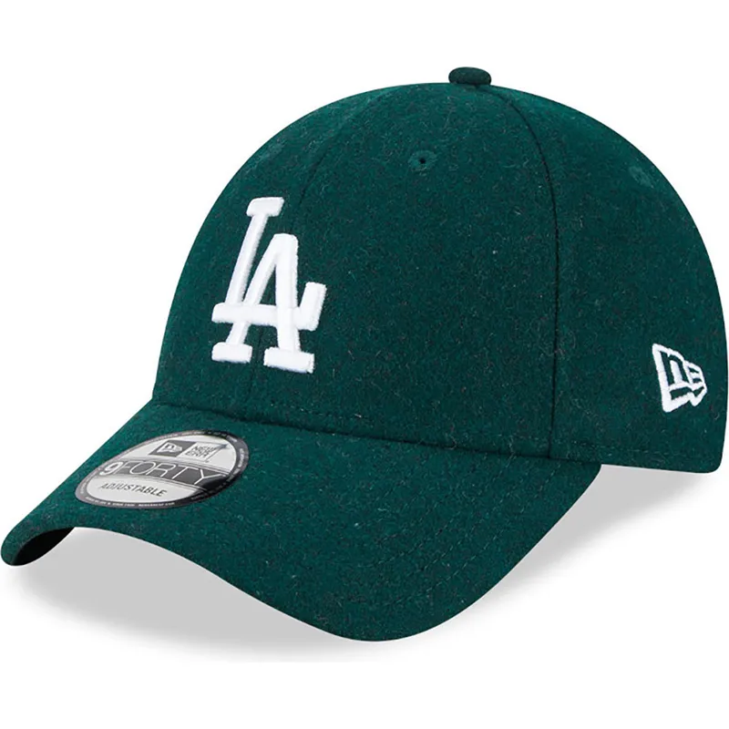 petten-gebogen-groen-verstelbaar-9forty-essential-melton-wool-van-los-angeles-dodgers-mlb-van-new-era