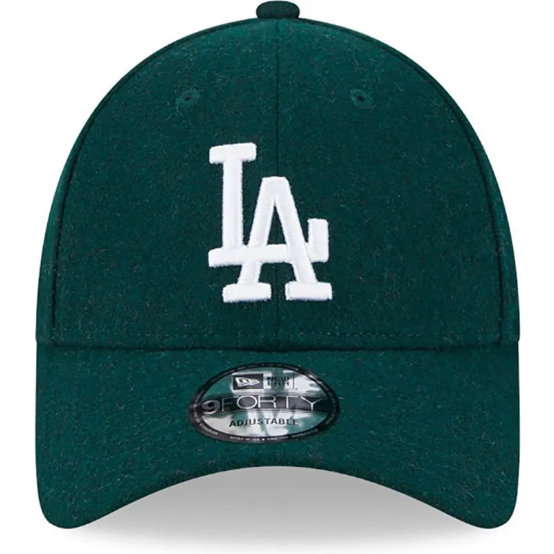 petten-gebogen-groen-verstelbaar-9forty-essential-melton-wool-van-los-angeles-dodgers-mlb-van-new-era