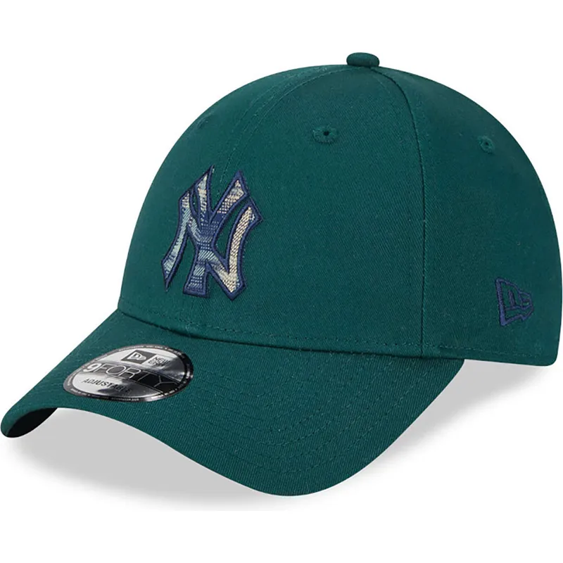 petten-gebogen-groen-verstelbaar-9forty-check-infill-van-new-york-yankees-mlb-van-new-era