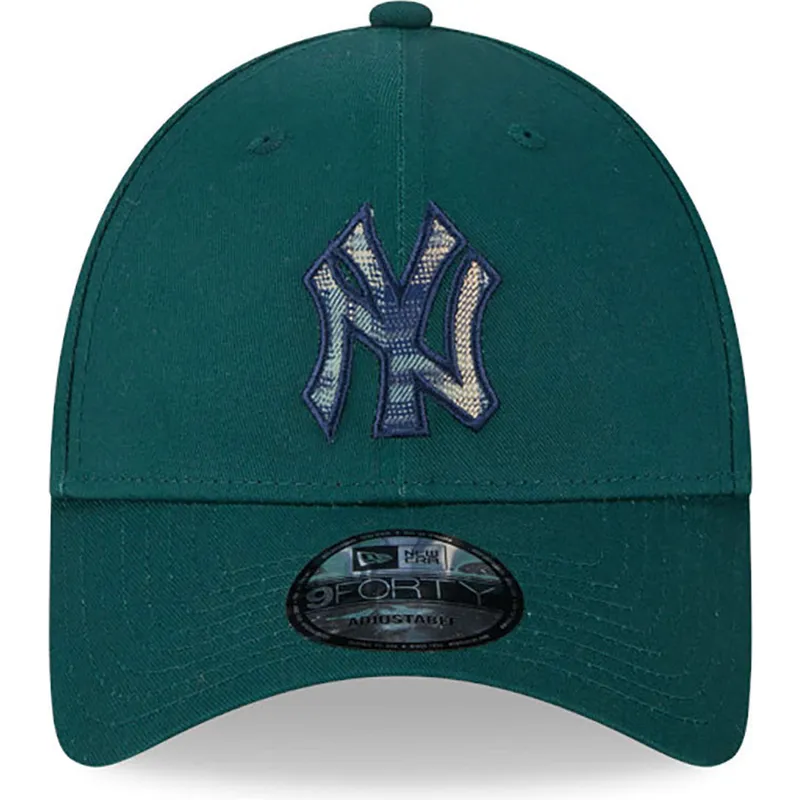 petten-gebogen-groen-verstelbaar-9forty-check-infill-van-new-york-yankees-mlb-van-new-era