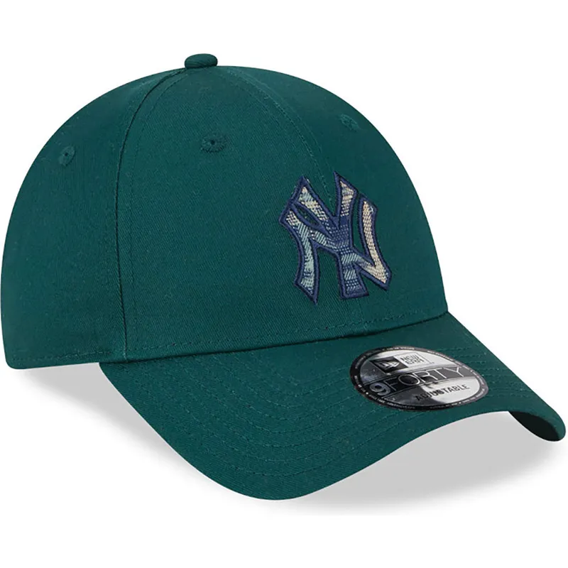 petten-gebogen-groen-verstelbaar-9forty-check-infill-van-new-york-yankees-mlb-van-new-era