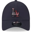 casquette-courbee-bleue-marine-ajustable-9forty-check-infill-los-angeles-dodgers-mlb-new-era