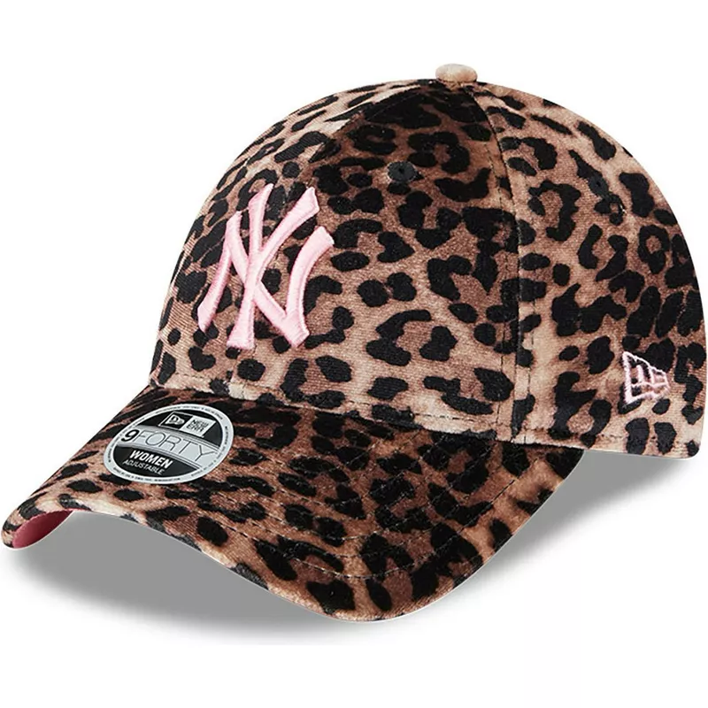 Gorra curva leopardo ajustable con logo rosa para mujer 9FORTY Velour de  New York Yankees MLB de New Era