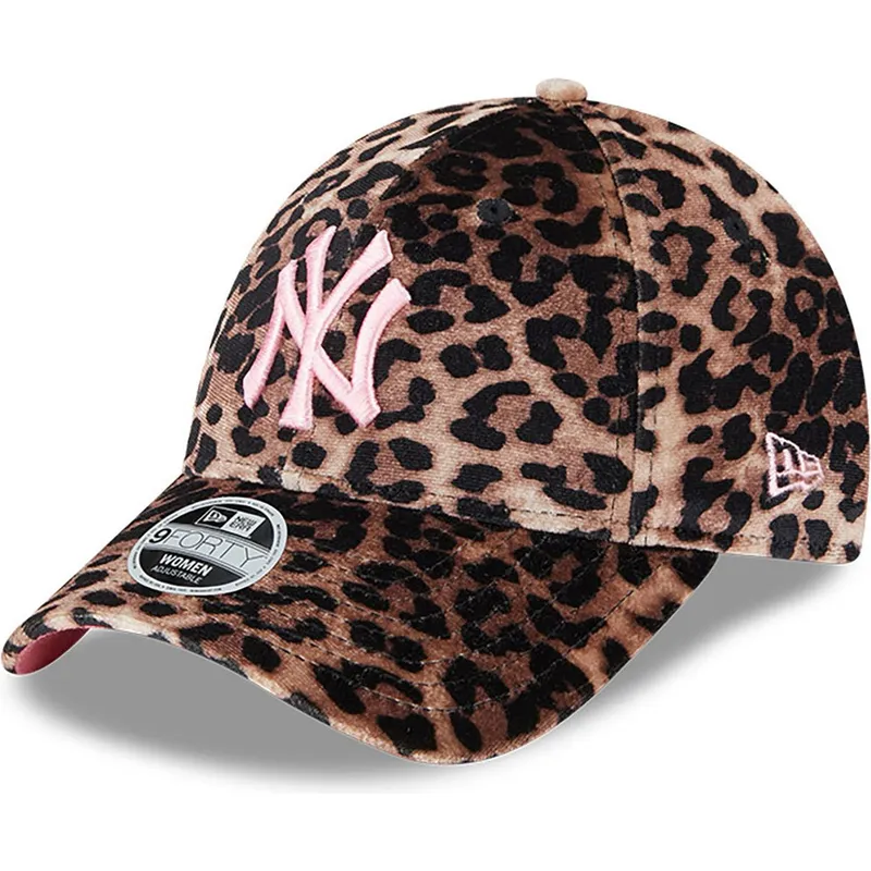 petten-gebogen-luipaard-verstelbare-band-rosa-9forty-velour-van-new-york-yankees-mlb-van-new-era