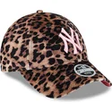 petten-gebogen-luipaard-verstelbare-band-rosa-9forty-velour-van-new-york-yankees-mlb-van-new-era