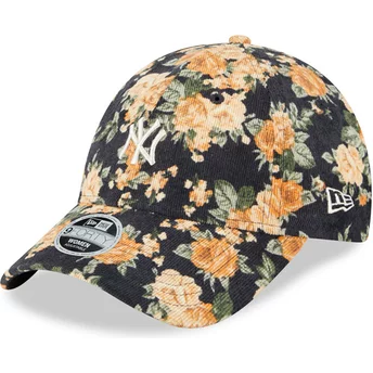 New Era Curved Brim Women 9FORTY Floral Cord New York Yankees MLB Navy Blue Adjustable Cap