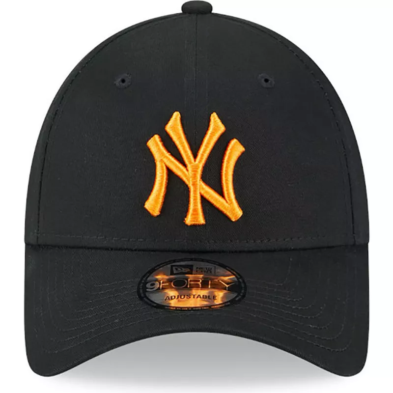 new-era-curved-brim-orange-logo-9forty-league-essential-new-york-yankees-mlb-black-adjustable-cap