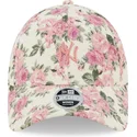 new-era-curved-brim-women-pink-logo-9forty-floral-cord-new-york-yankees-mlb-beige-adjustable-cap