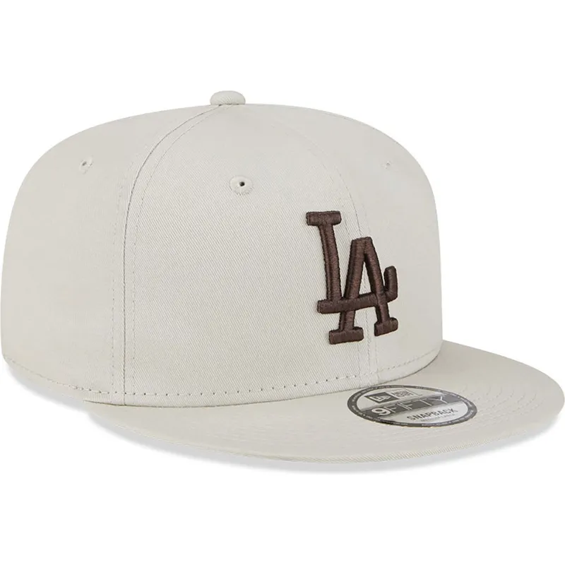petten-plat-beige-snapback-9fifty-league-essential-van-los-angeles-dodgers-mlb-van-new-era