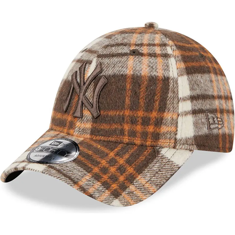 new-era-new-york-yankees-mlb-9forty-check-brun-justerbar-bojd-keps-med-brunt-logo