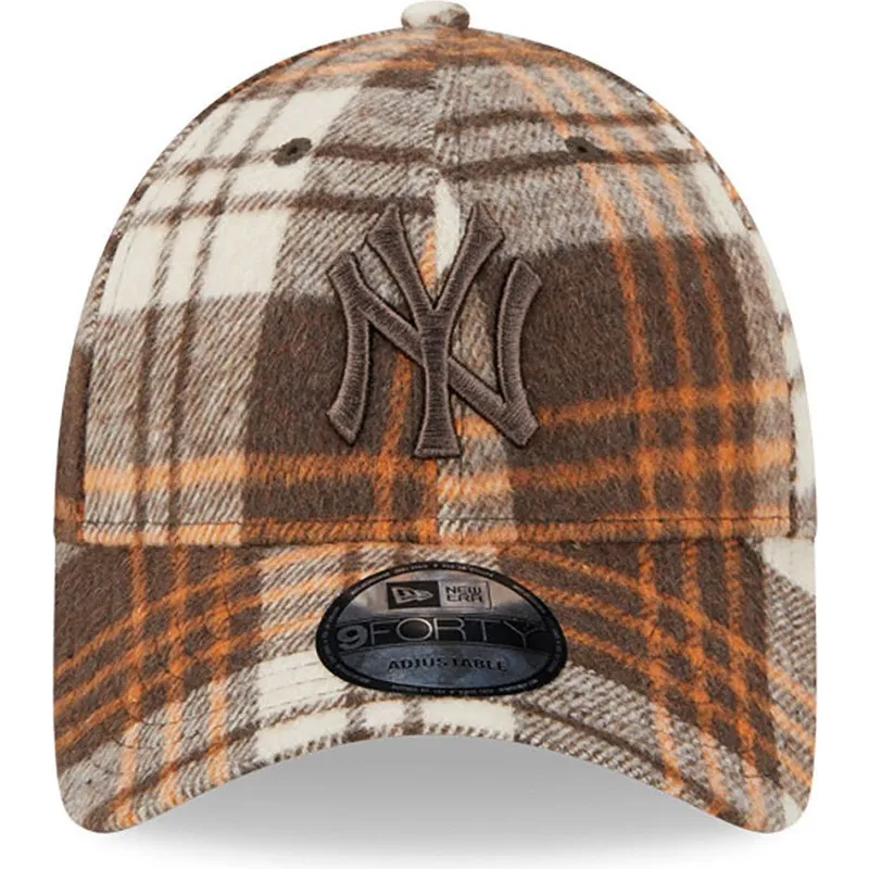new-era-new-york-yankees-mlb-9forty-check-brun-justerbar-bojd-keps-med-brunt-logo